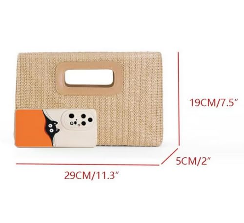 Chic Straw Clutch Purses for Women Shoulder Crossbody Purse with Gold Chain,Woven Beach Raffia Handbag3