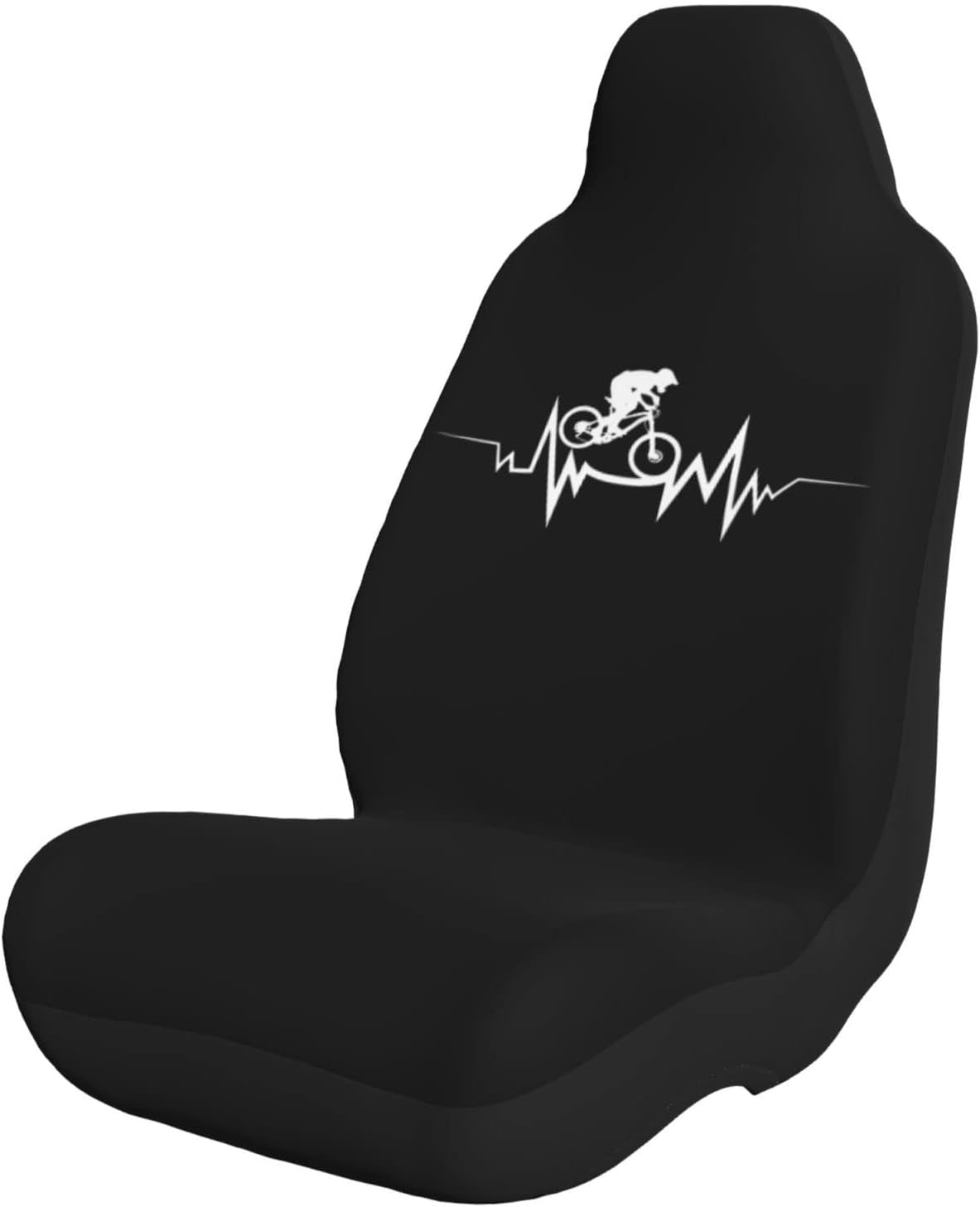 Mountain Bike Heartbeat Universal Truck SUV Car Seat Cover Set of 2 Car Interior Seat Covers Black