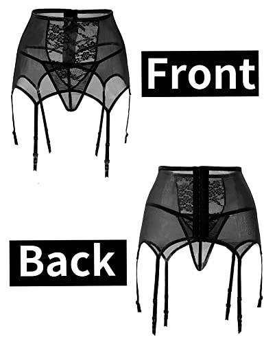 Ohyeah Women Plus Size High-Waisted Garter Belts With Thong Lace Suspender Belt With 6 Vintage Metal Clip For Stockings #TOP3