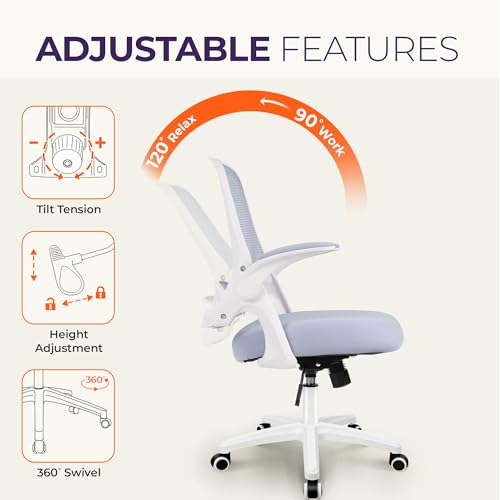Image of NEO CHAIR Office Desk Chair, Ergonomic Mesh with Flip-Up Armrests, Purple