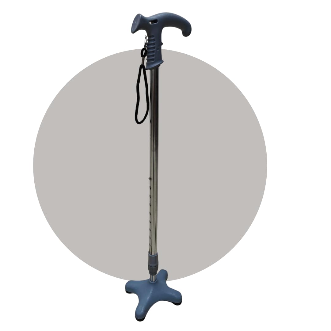 Able Height Adjustable Walking Stick for Men & Women, Walking Canes (Iron Stick with 4 Legs)