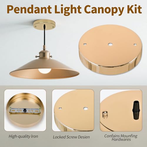 Image of Sangle Sopffy Pendant Light Canopy Kit, 4.7 Inches Ceiling Lighting Canopy Kit with All Mounting Hardware Modern Chandelier Ceiling Plate Cover for Pendant Lighting Fixtures (French Gold, 4.7 inch)