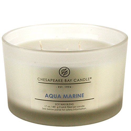 Chesapeake Bay Candle Pt18458 3-Wick Scented Candle, Aqua Marine (Waterlily Seagrass), Coffee Table Jar , Brown #TOP2