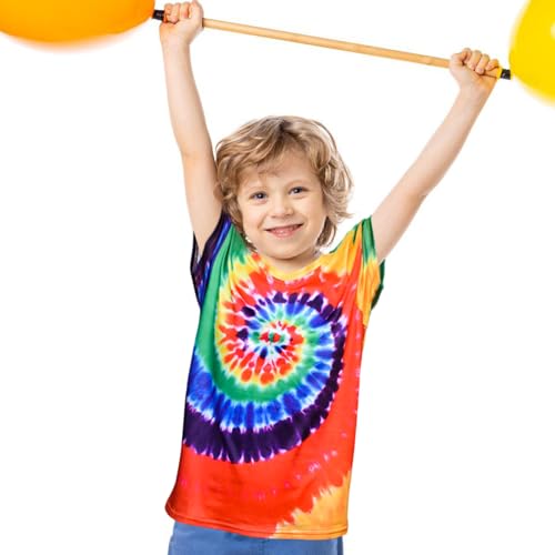 Kids Tie Dye T Shirts 3-12 Years Hippies Senior Crewneck Short Sleeve Rainbow Tee for Kids3