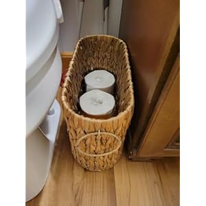 Endymion Toilet Paper Storage Basket - Woven Hyacinth Toilet Paper Holder Basket with Handle,Wicker Decorative Farmhouse Boho Bathroom Basket for Toilet Paper,Free Stand Endymion Toilet Paper Storage Basket Woven Hyacinth Toilet Paper Holder Basket with HandleWicker Decorative Farmhouse Boho Bathroom Basket for Toilet PaperFree Stand