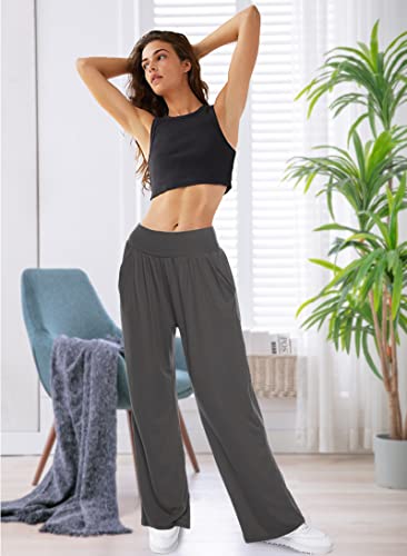 Zjct Womens Sweatpants Comfy Loose Casual Wide Leg Yoga Workout Lounge Pants With Pockets Dark Gray Xl #TOP4