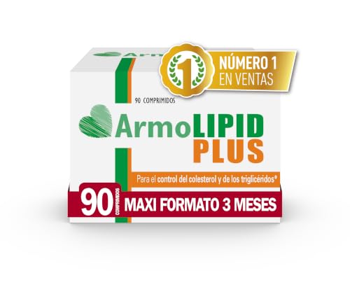 ArmoLIPID PLUS - Complemento Alimenticio Para el Control del Colesterol y de los Triglicéridos, Con Levadura Roja de Arroz, Berberina, Coenzima Q10, Astaxantina y Ácido Fólico, 90 Comprimidos