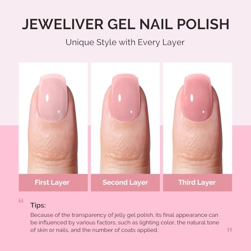 Image of MelodySusie Jeweliver Jelly Gel Nail Polish, 0.5Fl.oz Classic Nude Pink Gel Polish Soak Off UV LED Light Cure Gift for Women Manicure Nail Art DIY at Home B6649