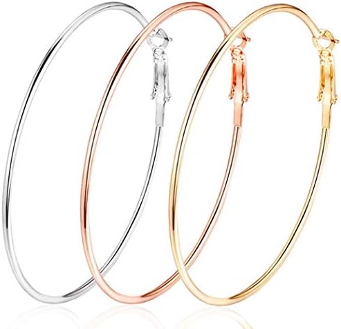 Big Gold Hoop Earrings for Women Girls,Dainty 14k Gold Hypoallergenic Rose Gold Silver Hoop Earrings with 925 Sterling Silver Post,Stainless Steel Large Hoop Earrings