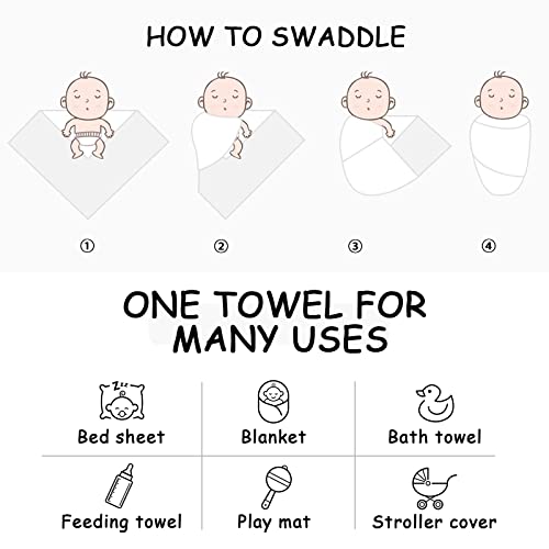 Image of BQUBO Newborn Receiving Blankets Cotton Warm Sleepsack with Mittens & Bow Hats Hospital Baby Swaddling Shower Gift