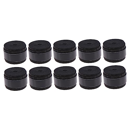 Mikikit 10Pcs Black Racket Grip Tape Slip Overgrip for Tennis Badminton Squash Super Absorbent PU Material for Humid Conditions Moisture Wicking Racket Accessories