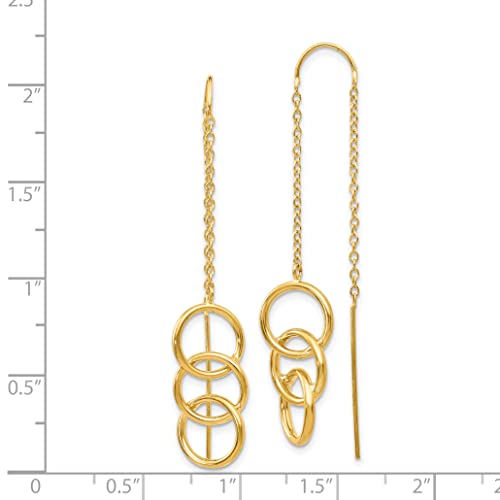 14K Gold Triple Circle Threader Earrings Jewelry3
