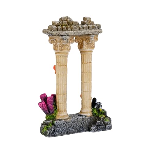 CLASSIC Ancient Roman Coral Column Aquarium Ornament - Fish Tank Decoration with Coral Detail - 115x58x175mm - Image 2