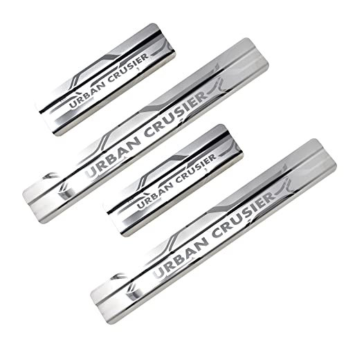 Image of GFX Car Door Sill Guard - Stainless Steel, Protects Painted Edges from Scuffs or Scratches Compatible with Urban Cruiser Set of 4Pcs (After-Market) Model - 2020 Onwards