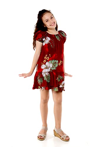 Image of Matchable Family Hawaiian Luau Men Women Girl Boy Clothes in Pineapple Garden Burgundy