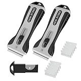 KENISTORE® 2 UNIDADES de Rascador/Rasqueta de Vitrocerámica, Inducción, Cristales y Pintura Profesional + 10 Cuchillas de Recambio. | Kit Completo para Limpieza de Cocina, Baños y Cristales no Raya