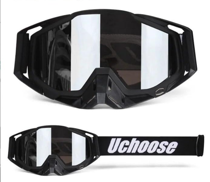 OLSIC Motorcycle Goggles for Men & Women, Outdoor Sports Goggles for Cycling, Dirt Bike, ATV, Ski, Scooter, Black (Black)