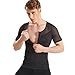HANERDUN Mens Slimming Body Shaper with Zipper Compression Shirt Slim Shapewear Black