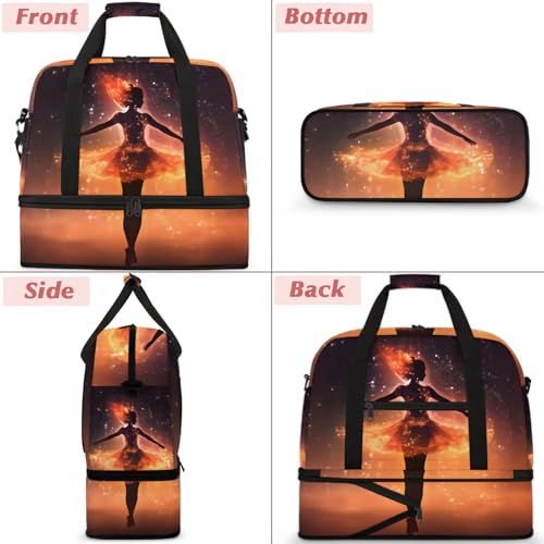 Large Weekender Overnight Bags Abstract Modern Woman Fire Travel Duffel Bag for Women Men Gym Bags With Shoe Compartment Foldie Travel Tote Bag Carry On Personal Item Bag for Travel Gym Sports3
