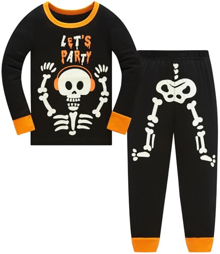 TEDD Jungen Schlafanzug Halloween Langarm Zweiteilig Pyjama Kinder Baumwolle Schlafanzüge Set Winter Weihnachten Nachtwäsche Größe 2-3 Jahre
