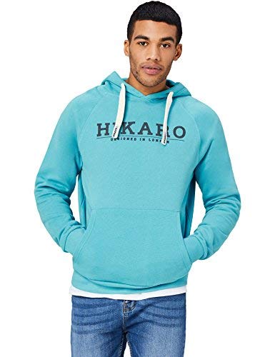 HIKARO Felpa con Cappuccio Uomo, Blu (Aqua), 52