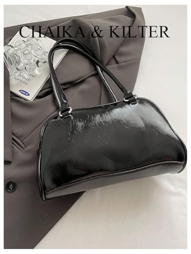 Verdusa Women's Bow Leather Shoulder Handbags Vintage Top Handle Bowling Bag with Pocket2