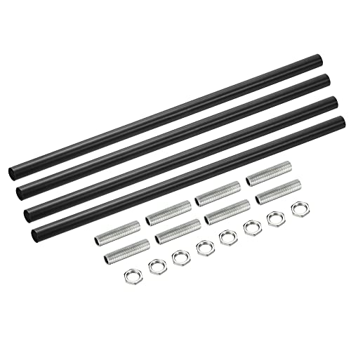 Image of MECCANIXITY Threaded Extension Rod, 11.8 inch Lamp Pipe with Connector Light Fixture Parts for Pendant Light Island Lighting Chandeliers Stems, Black 4 Set