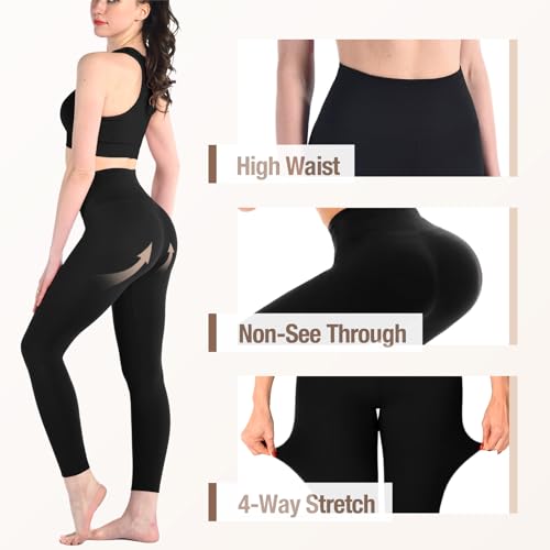 3 Pack Leggings for Women High Waisted Buttery Soft Yoga Pants for Workout Running Gym Athletic3