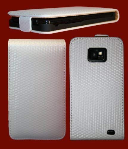 ENERGMiX Carbon – Funda para Samsung Galaxy S2 i9100 Carcasa Case Funda Flip – Funda de Carbono/Color Blanco