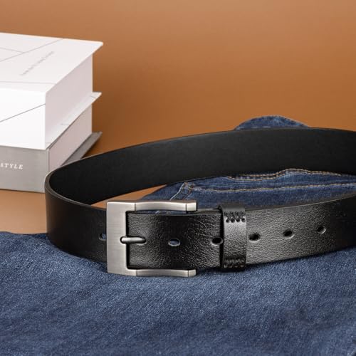 maikun Black Belt for Men, Casual Dress Leather Belt, Fashion & Classic Design for Work Jeans4