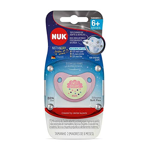 Chupeta Night & Day Girl S2 - NUK, Rosa, Tam 2 (6-18 Meses)