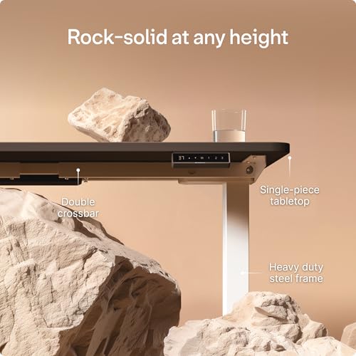 Image of Desktronic HomePro Standing Desk 48x24 - Made in Europe, Ergonomic Sit Stand Home Office Desk, Electric Height Adjustable, Dual Motor, USB & USB-C Charging, Wobble-Free, Touchscreen, 3 Memory Presets
