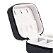 Luxury Leather Travel Jewelry Box for Women Mini Organizer Small Jewelry Portable Travel Case for Rings Earrings Necklace Multifunctional Storage Wedding Bridesmaids Women Wife Daughter Gift (BLACK)