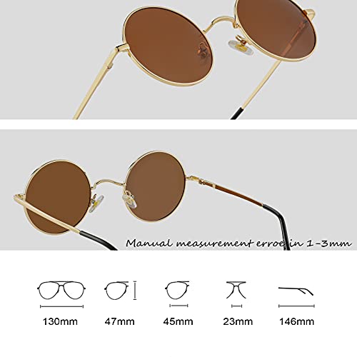 Image of Retro Small Round Polarized Sunglasses for Men Women Circle Hippie Style Sun Glasses