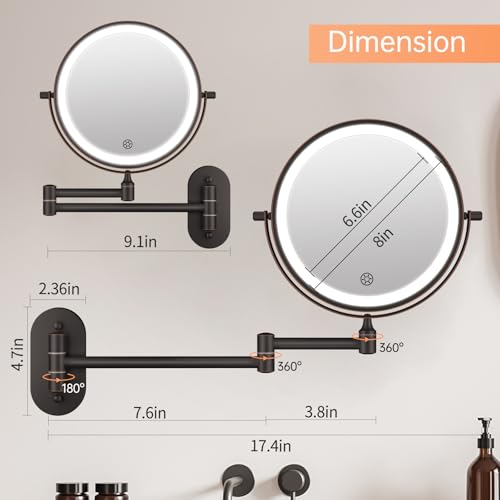 Espejo de Maquillaje de Pared con Luz y Aumento 30X miniatura 5