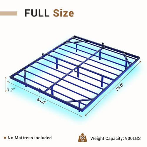 Hasuit Floating Bed Frame Full Size with LED Lights, Metal Platform Full Bed, No Box Spring Needed, Easy to Assemble (Full)