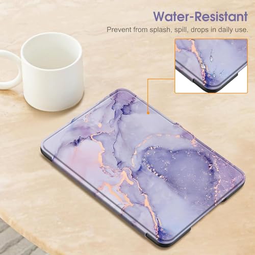 Image of ProElite Cover Case for Kindle Paperwhite 12th Gen 7 inch Case, Slim Smart Flip case Cover for Amazon Kindle Paperwhite 12th Generation 7 inch 2024, Marble Purple
