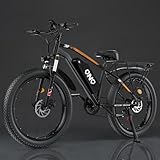 QnQ Fat Tire Electric Bike for Adults, 2000W Peak Mountain Ebike with 28 MPH, 65 Miles Range, 7 Speeds, 48V 15Ah Removable Battery 26' Electric Bicycle for Commute