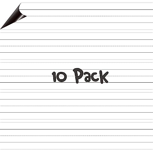 10 Pack Magnetic Sentence Strips, Dry Erase Writing Strip Erasable & Writable Lined Sentence Learning Strip for Classroom Learning Tool School, Office Supplies Whiteboard (17” x 3”)