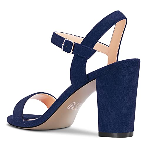 Aachcol Women Sandals Peep Open Toe Ankle Strap Slingback Chunky Block High Heel Dress Shoes Suede Wedding Shopping 3 Inch3