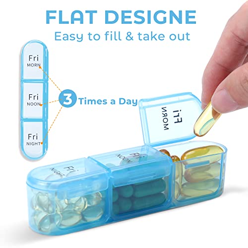 Image of Daviky Pill Organizer Travel, Weekly Pill Organizer 3 Times a Day, Pill Box 7 Day, Pill Cases Organizers 7 Day, Daily Pill Box Organizer, Medicine Organizer to Hold Vitamins and Medication (Blue)