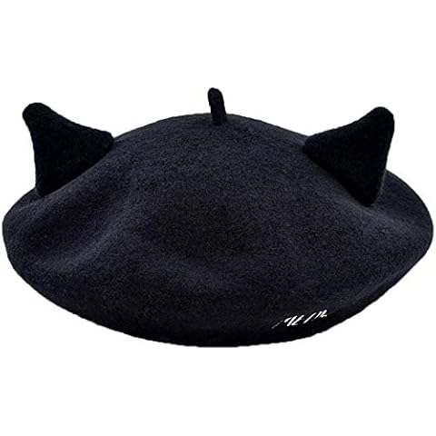 JOYHY Cat Ear Embroidered Beret Cover