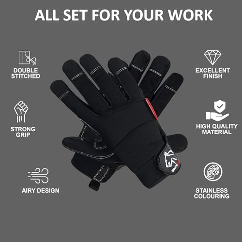 Wolveskin Safety Work Gloves Men & Women, Utility Mechanic Working Gloves for Multi Purpose Use Synthetic Leather, Heavy Duty - Image 3