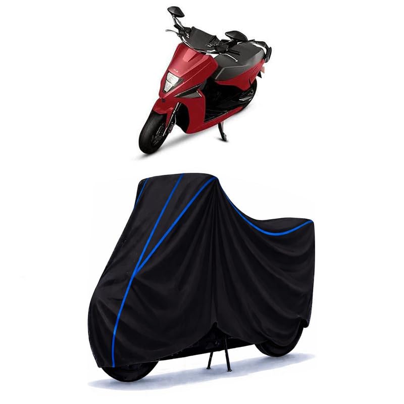 Image of Scooty Cover Water Resistant for Simple One Standard | Universal Scooter & Bike Cover | Heavy Duty UV Dust, Rain & Scratch Protection | Elastic Fit All Weather Indoor Outdoor | Black with Blue Piping