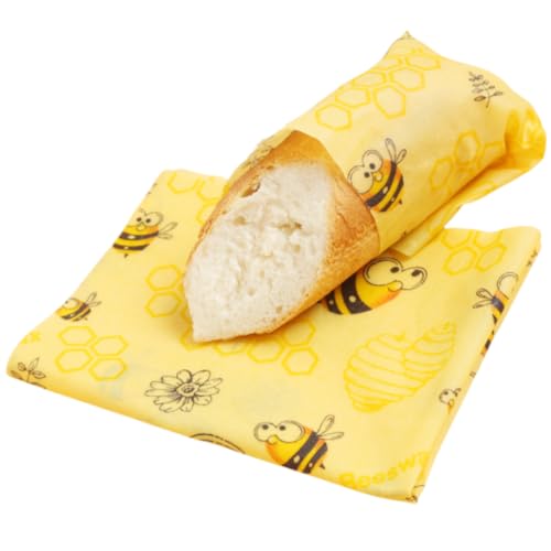 Wiederverwendbare Bienenwachs-Lebensmittelverpackungen, 2 Bögen (48 x 48 cm + 20 x 48 cm), extra großes gewachstes Baumwolltuch für Sandwich, Brot, Käse und Mittagessen, plastikfreie, waschbare