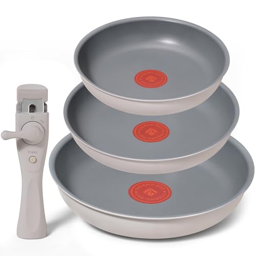 BLAZANT Pfannenset Induktion 4 tlg, Bratpfannen mit Thermo-Signal bei idealer Brattemperatur, Molekular gebondeter Induktionsboden, PFAS-frei, Kompatibel mit allen Herden, Ideal für Küche und Camping