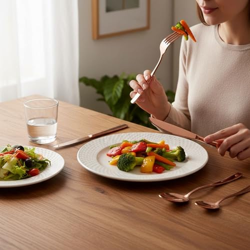 Image of 30 Pcs Rosegold Cutlery Set for Dining Table the Perfect Mirror Polish Hevy Duty Tableware Including Dinner Spoon, Dinner Fork, Dinner Knife, Dessert Spoon & Dessert Fork