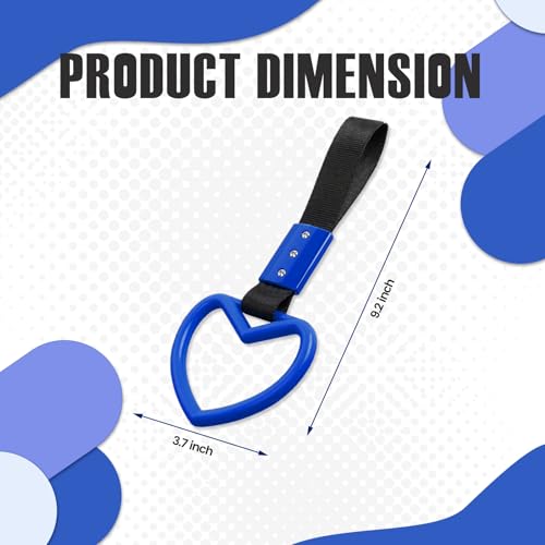Image of 2PCS Heart Shaped Car Handle Straps, Rear Bumper Warning Keychain Ring for Car Exterior Accessories (Blue)
