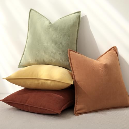 ZWJD Throw Pillow Covers 18x18 Set of 4 Chenille Pillow Covers with Elegant Design Soft and Luxurious Decorative Throw Pillows for Couch, Bed, and Home Decor