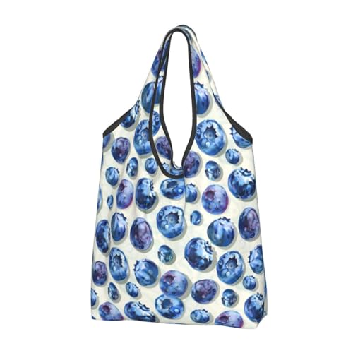 Bolsas de compras reutilizables con estampado de arándanos, 1 bolsa plegable con asas